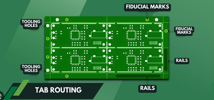 PCB 面板上的極耳布線特寫，確保組裝的穩(wěn)定性。