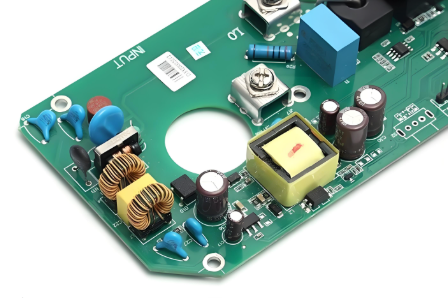 焊接在 PCB 上的通孔元件，用于電子項目。